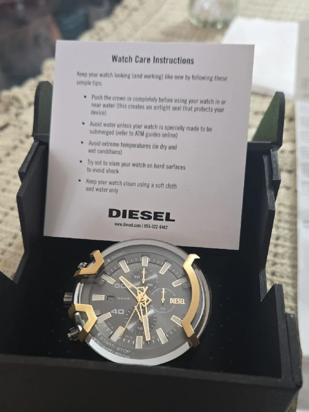 Diesel Black Watch with Gold Accents